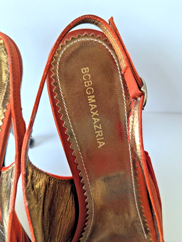 Slingback Heels Velvet Rust/Red Size 38 BGBG Max Azria Open Toe W/Bow Detail - Picture 2 of 7