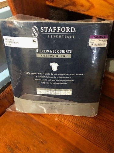 Stafford Essentials 100% Cotton Blend 3 crew neck shirts Size XXL NEW in Package - Picture 2 of 2