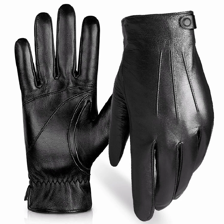 Men Motorcycle Gloves Geniune Leather Warm Winter Cold Weather Full Finger  Glove