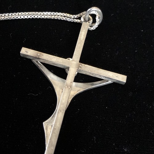Rare Modernist Denmark artist N E FROM Sterling Crucifix 30”box Chain Necklace - Picture 5 of 7
