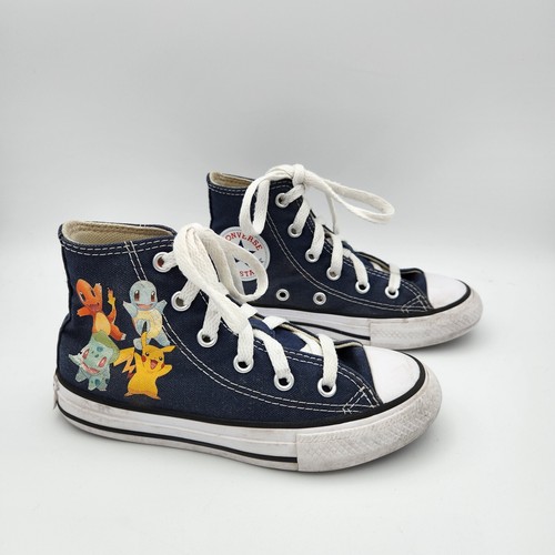 Size 11 Kids Youth Converse Pokemon Chuck Taylor All Star High Tops Blue - Rare! - Picture 3 of 9