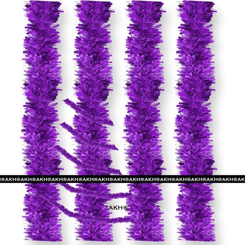 5 m (16 pies) Lujo Oropel Árbol de Navidad Decoración Navidad Color Guirnalda Reino Unido - Imagen 8 de 11