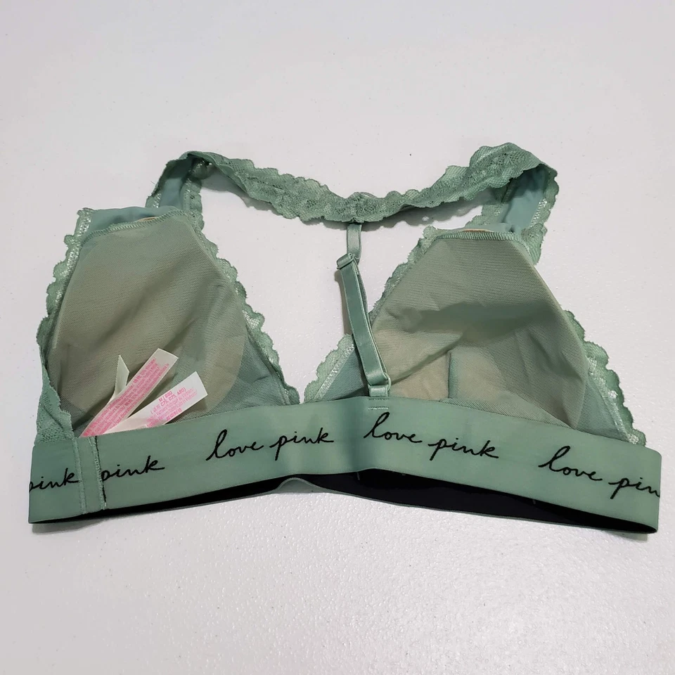 Sujetador ROSA Victoria's Secret Mujer Medio Verde Encaje Bralette Almohadillas Extraíbles Foto 4 de 4