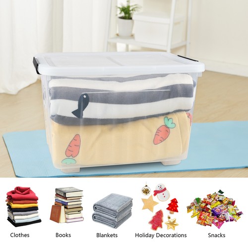 Cand 6-Pack 50 Quart Plastic Storage Bin Box Organizing Container w/ Lid & Wheel - Picture 2 of 13