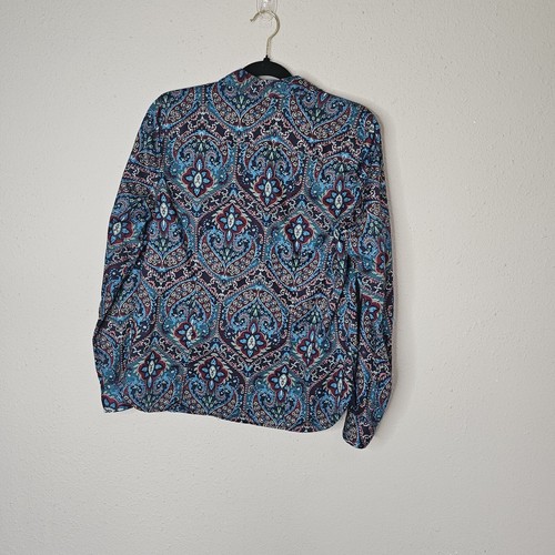 Talbots Shirt Small Cotton Blue Purple Paisley Blouse Long Sleeve Button Up - Picture 5 of 7