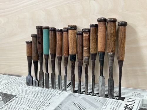Vintage Japanese Chisel 14set Nomi /Hand Plane Saw Iron Hammer Hand Tool/d68 - Picture 23 of 24