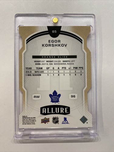 Egor Korshkov /RW Maple Leafs RC | 20/21 UD Allure Orange Slice Die-Cut Rookie - Bild 2 von 8