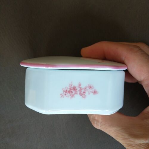 VTG Royal Porcelain Bavaria Trinket Box White Pink Flower Roses #73 Germany - Picture 4 of 9