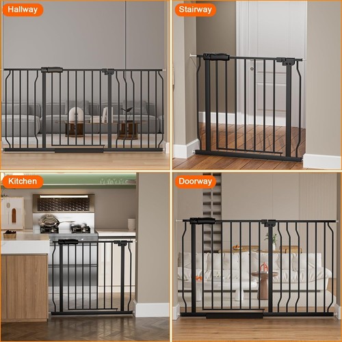Adjustable Baby and Pet Safety Gate - Pressure Mounted 30 Inch Tall, Black - Picture 8 of 8
