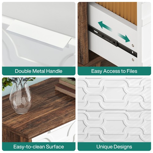 Wood 2-Drawer File Cabinet Lateral Filing Cabinet with Adjustable Hanging Bar - Picture 15 of 25