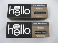 Hello Toothpaste Activated Charcoal Epic Whitening Mint Coconut Oil Lot 4oz 6/26