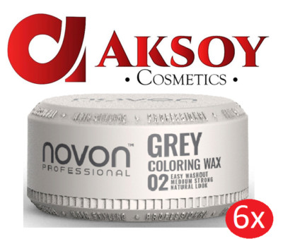 ( 41,5  / 1L ) 6x Novon Coloring Wax - 02 GREY Color Hair Wachs GRAU Farbe 100ml
