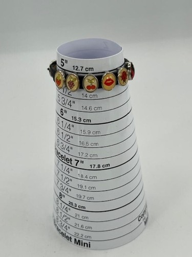 Small Leather Strap Slide Charms Bracelet ,Fruits,ladybu,lips GLOWS - Picture 4 of 7