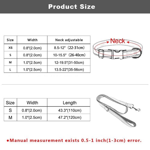 Verstellbares Nylon Personalisiert Hundehalsband Leine Set Individuelle Gravur Name XS S M L - Bild 2 von 20