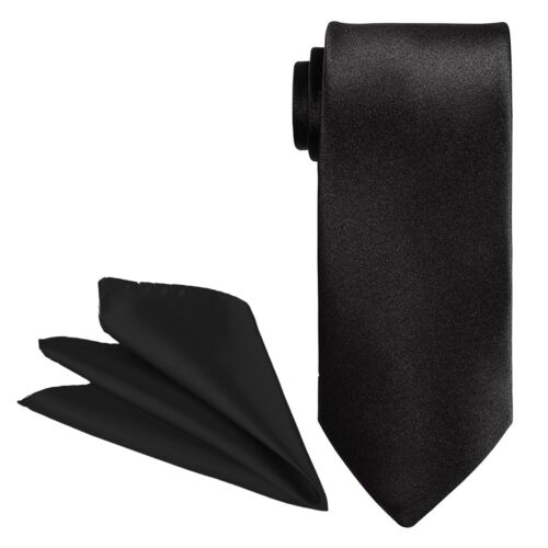 Unisex Premium Satin Tie Hanky Handkerchief Pocket Square Gift Set - Picture 10 of 128