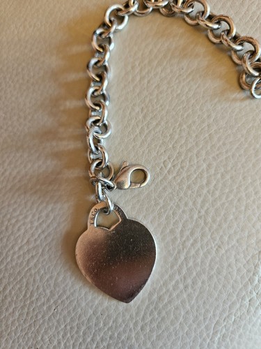 Pulsera Tiffany & Co Plata 925 XL Grande Corazón Etiqueta 'Por favor Vuelva' Genuina - Imagen 6 de 9