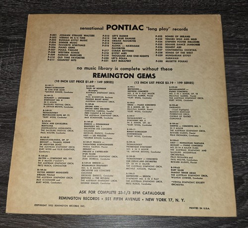 Pontiac Orchestra - Johann Strauss Waltzes ~ PLP-501 ~ Remington Records 1952 - Bild 2 von 2
