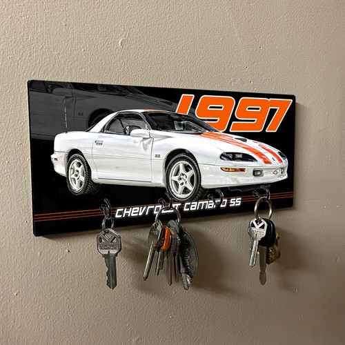 1997 Camaro SS Orange White Design Wood Key Hanger Dog Leash Holder - Picture 2 of 8