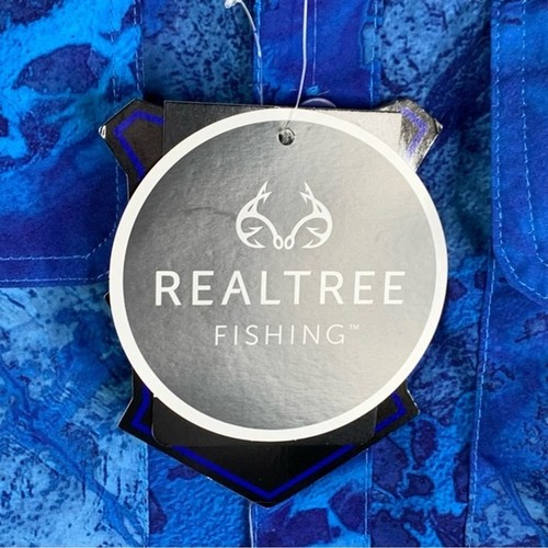 Ocean + Coast & Teal Tree Collaboration Blue Vented Fishing Short Sleeve Shirt M - Foto 8 di 12