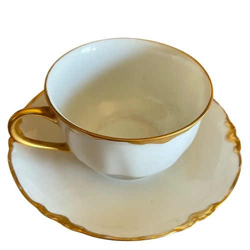 Racine Bavaria Germany Tea Cup and Saucer Set Gold Trim Scalloped Edge - Picture 11 of 11