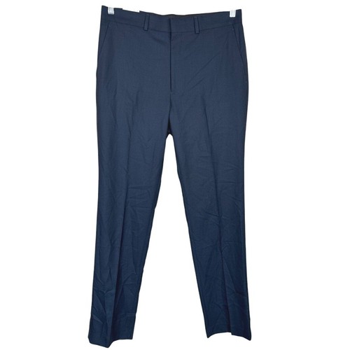 NEW Kenneth Cole Reaction Men's Flat Front Trousers Navy 34/34 Dress Pants - Picture 3 of 8