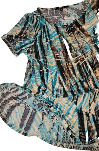 Alex Marie XL Blouse Stretch Top Shiny Silver Semi Sheer New With Tags - Picture 4 of 11