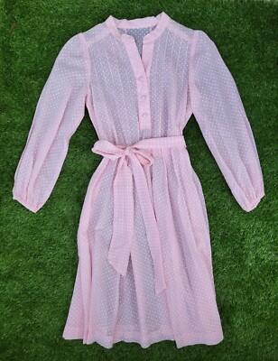 pink sheer shirt dress VICTORIA'S SECRET Gold Label Hot Pink button down shirt dress sheer sz M/L