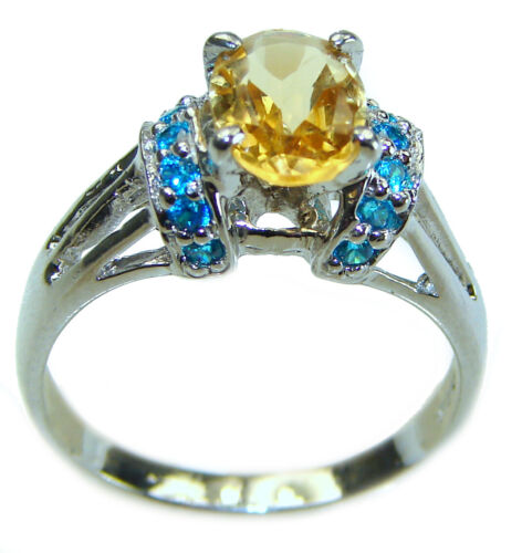 Authentic 4.2 carat Citrine .925 Sterling Silver handmade Cocktail Ring size: - Picture 3 of 4