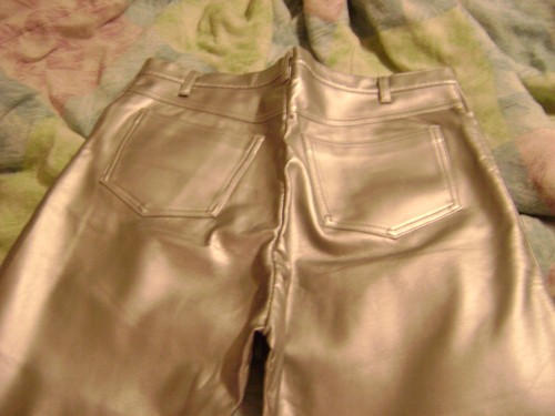 A Rare International Male silver metallic look biker, club pants 78% PVC 21% COT - Picture 4 of 6