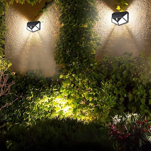 Solar Power PIR Motion Sensor Wall Lights 100 LED Outdoor Garden Security Lamp - Picture 5 of 15