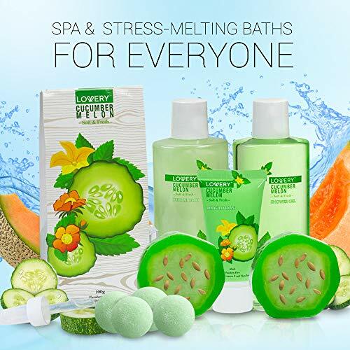 Home Spa Bath Basket Gift Set - Natural Cucumber Melon Kit - Organic Spa Set - Picture 2 of 9