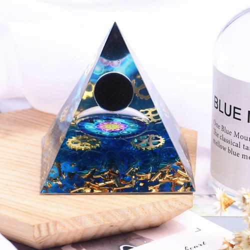 Natural Rose Crystal 3D Pyramid Amethyst Orgonite Epoxy Healing Stone Tower Gift - Imagen 51 de 58