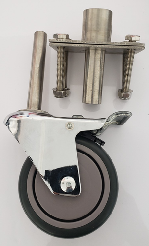 4" Poly Gry Swivel Caster 5/8"x 4" Stem Easy lock Studio Casters 533lbs w/Mounts - Picture 4 of 8