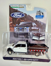 Greenlight 2020 Ford F-450 Super Duty Dually V-plow Dump Bed White Truck