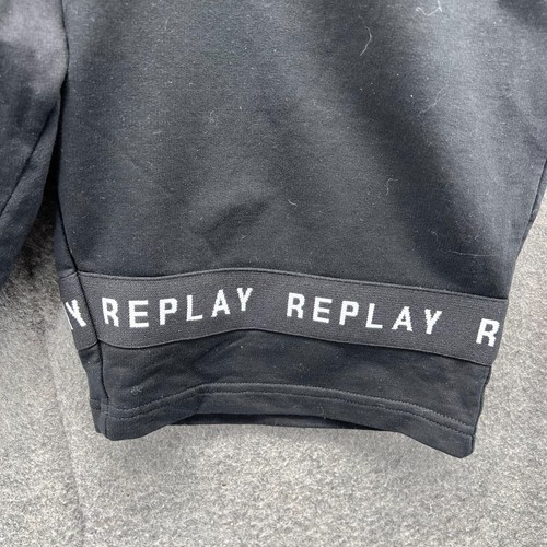 Replay Shorts Men Medium Adult Black White Athletic Elastic Waist Fleece Stretch - Picture 6 of 14