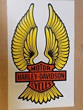 HARLEY DAVIDSON WINGS VINTAGE 1970's WINDOW STICKER MOTORCYCLE DECAL 4.5" x 7.5"