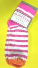 BATH  BODY WORKS PINK AND WHITE STRIPED SHEA-INFUSED LOUNGE SOCKS X 1    WOW