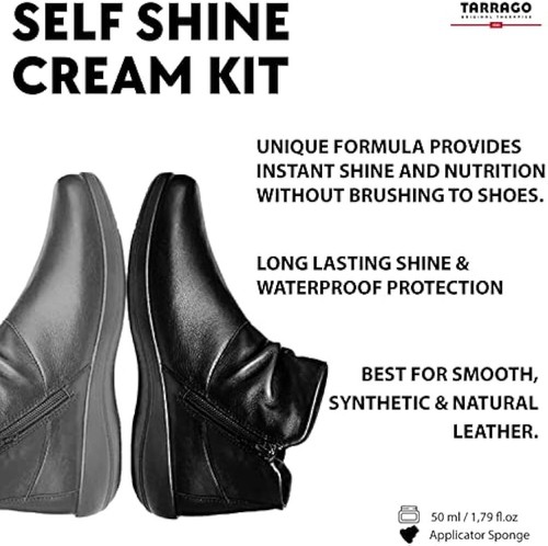 Tarrago Shoe Shine Cream Self Liquid Polish Kit Leather 50 ml jar (1.76oz) BLACK - Picture 5 of 11