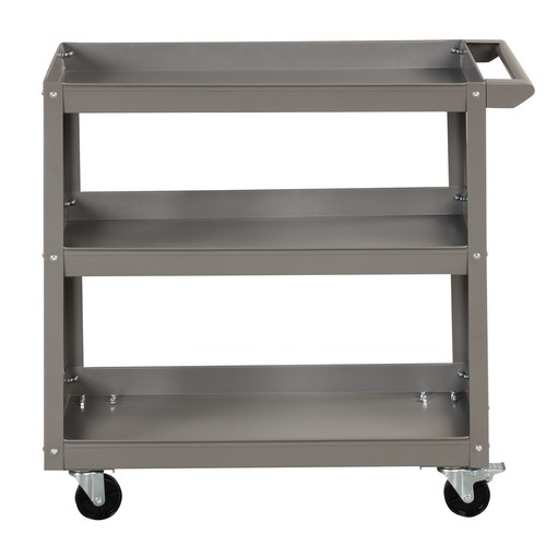 3-Tier Metal Utility Cart 400 lbs Storage Service Trolley Tool Storage Gray - Picture 9 of 10