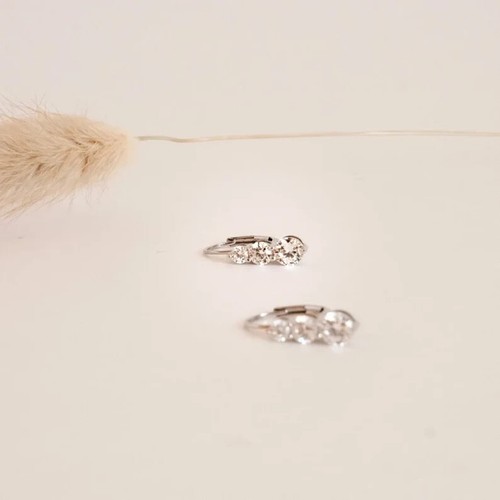 2.00 Ct Round Cut Lab-Created Diamond Huggie Hoop Earrings 14K White Gold Plated - Picture 6 of 6