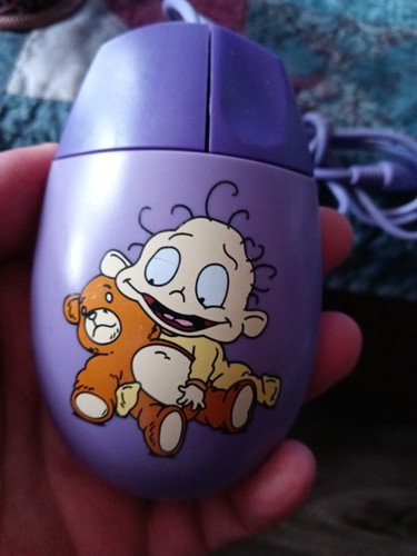 Nickelodeon Rugrats Dil Pickles 2001 Wired PS2 Ball Mouse Purple VINTAGE MINT! - Picture 2 of 6