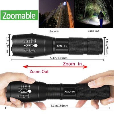 Tactical Military LED Flashlight Torch 50000LM Zoomable Outdoor AAA battery lamp