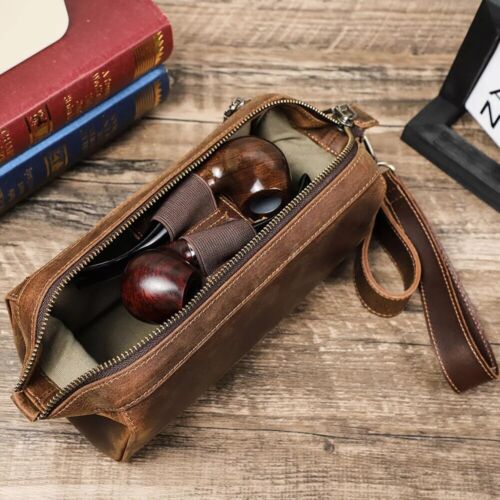 Borsa per pipa tabacco da fumo premium in pelle accessori per pipe da viaggio custodia - Foto 8 di 17