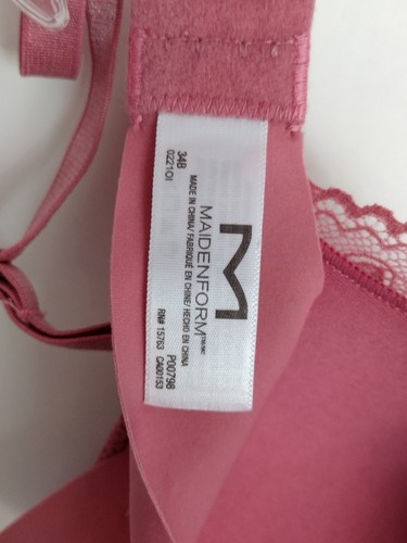 MAIDENFORM 34B PINKISH P00798 LIGHTLY PADDED CUPS UNDERWIRE FLORAL DEMI BRA - Picture 13 of 14