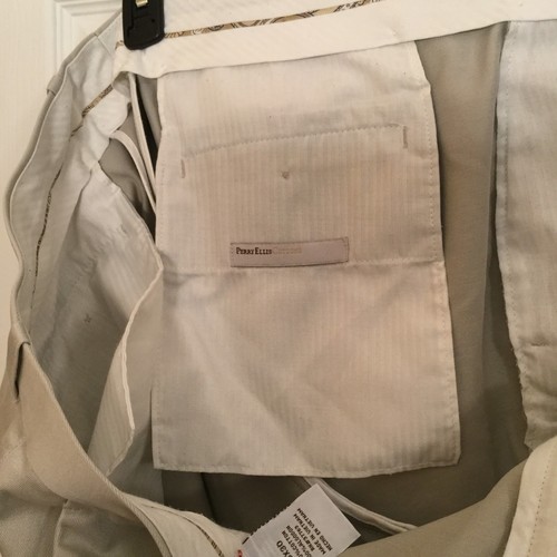 Perry Ellis maßgeschneiderte Passform Herrengröße 38 x 30 vorne flach khaki Anzughose Hose gebraucht, in einwandfreiem Zustand - Bild 4 von 4