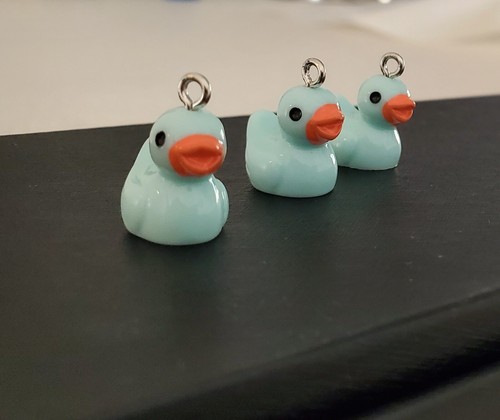 Lot 3 Green Blue-Green Duck Plastic Charms Cute Rubber Ducky Pendant Crafts - Picture 2 of 13