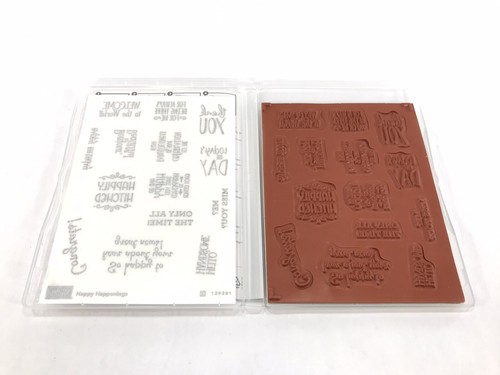 Stampin Up Happy Happenings Stamps Set of 14 Phrases Words New Retired - Picture 3 of 7