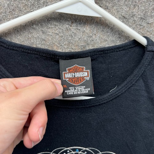 Harley Davidson Shirt Women XL Black Motorcycle Y2K Vintage Augusta Georgia - Picture 10 of 12
