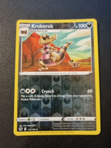 Pokemon Silver Tempest REVERSE HOLO FOIL Krokorok 112/195 TCG Card - Foto 1 di 1