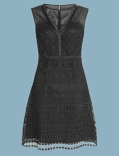 New Look Black Premium Lace Mesh Panel Shift Dress UK 8 rrp 44.99 DH8 AC  03 | eBay